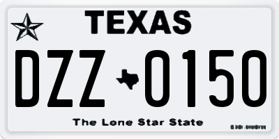 TX license plate DZZ0150