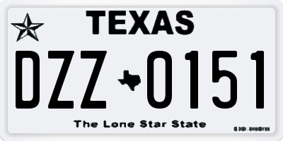 TX license plate DZZ0151