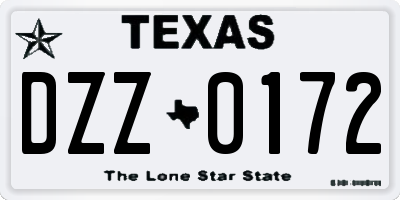 TX license plate DZZ0172