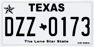 TX license plate DZZ0173