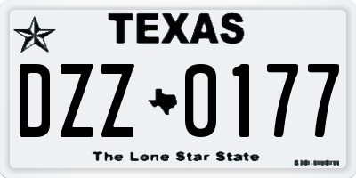 TX license plate DZZ0177