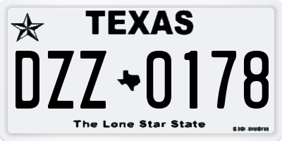 TX license plate DZZ0178