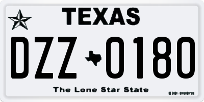 TX license plate DZZ0180