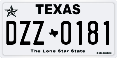 TX license plate DZZ0181