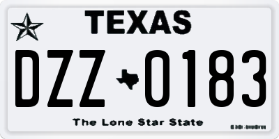 TX license plate DZZ0183