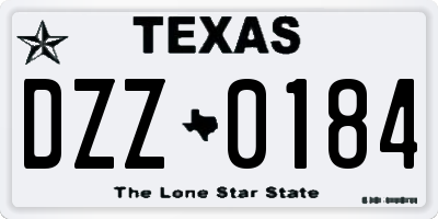 TX license plate DZZ0184