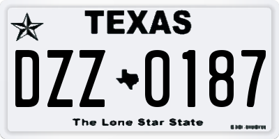 TX license plate DZZ0187