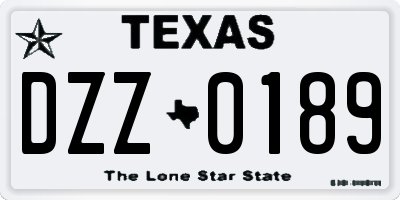 TX license plate DZZ0189