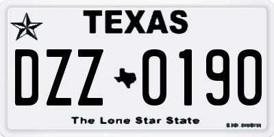 TX license plate DZZ0190