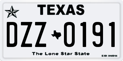 TX license plate DZZ0191