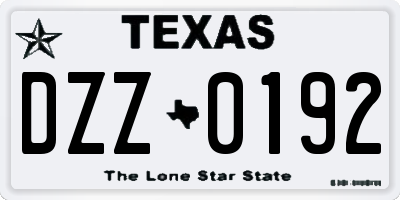 TX license plate DZZ0192