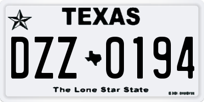 TX license plate DZZ0194