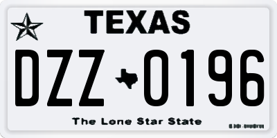 TX license plate DZZ0196