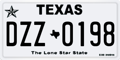 TX license plate DZZ0198