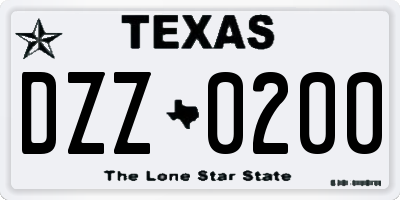 TX license plate DZZ0200