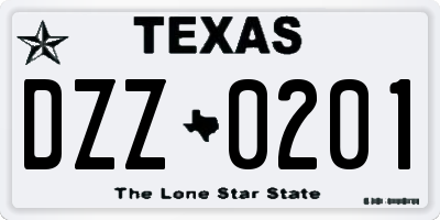 TX license plate DZZ0201