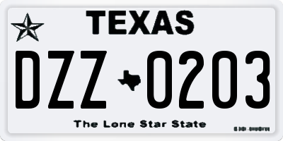 TX license plate DZZ0203