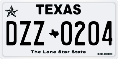 TX license plate DZZ0204