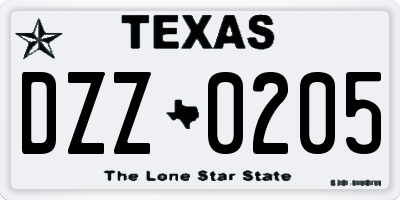 TX license plate DZZ0205