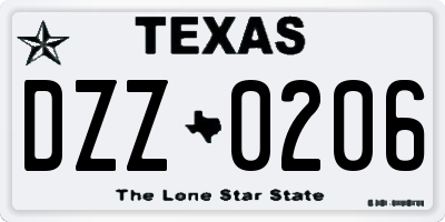 TX license plate DZZ0206