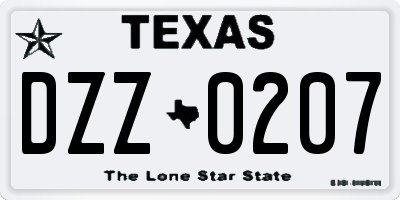 TX license plate DZZ0207