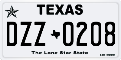 TX license plate DZZ0208