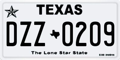 TX license plate DZZ0209