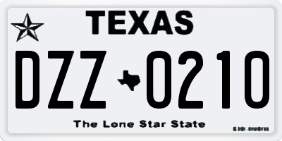 TX license plate DZZ0210