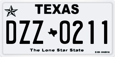 TX license plate DZZ0211