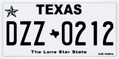 TX license plate DZZ0212