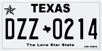 TX license plate DZZ0214