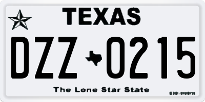 TX license plate DZZ0215