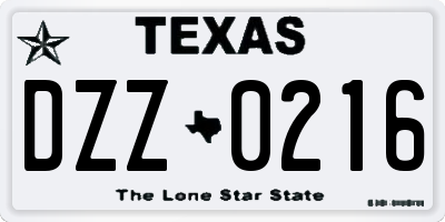 TX license plate DZZ0216