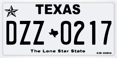 TX license plate DZZ0217