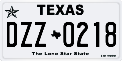 TX license plate DZZ0218