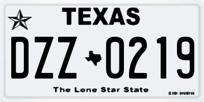 TX license plate DZZ0219