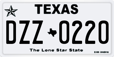 TX license plate DZZ0220