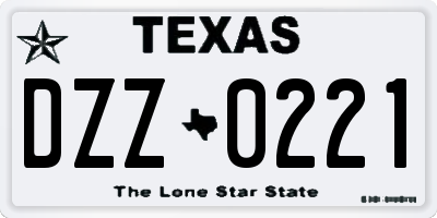 TX license plate DZZ0221