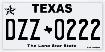 TX license plate DZZ0222