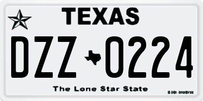 TX license plate DZZ0224