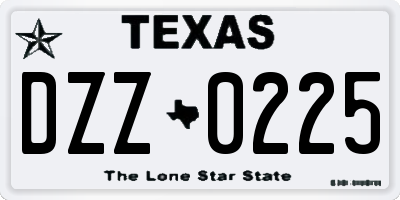 TX license plate DZZ0225