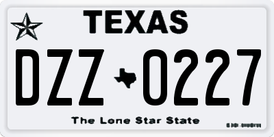 TX license plate DZZ0227