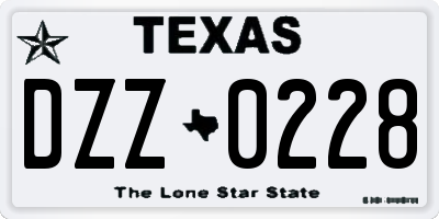 TX license plate DZZ0228