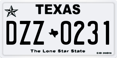 TX license plate DZZ0231