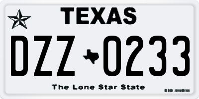 TX license plate DZZ0233