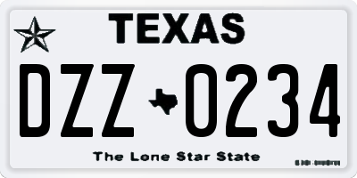 TX license plate DZZ0234