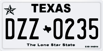 TX license plate DZZ0235