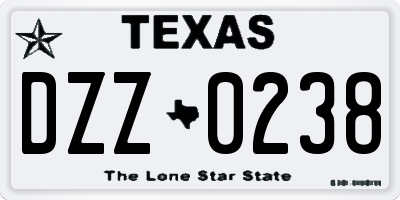 TX license plate DZZ0238