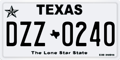 TX license plate DZZ0240