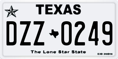 TX license plate DZZ0249